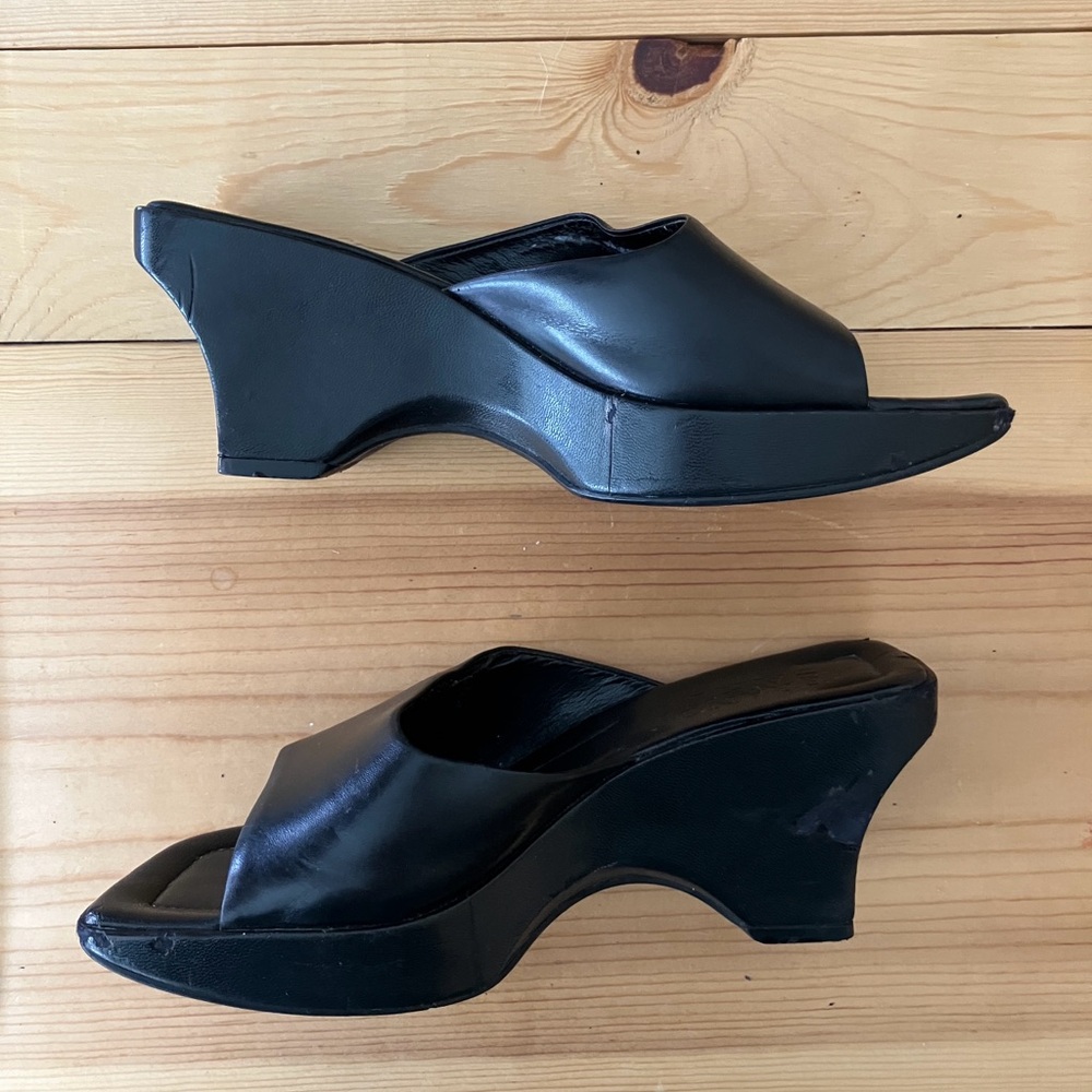 NOT FOR SALE
Franco Sarto Black Wedge Mules